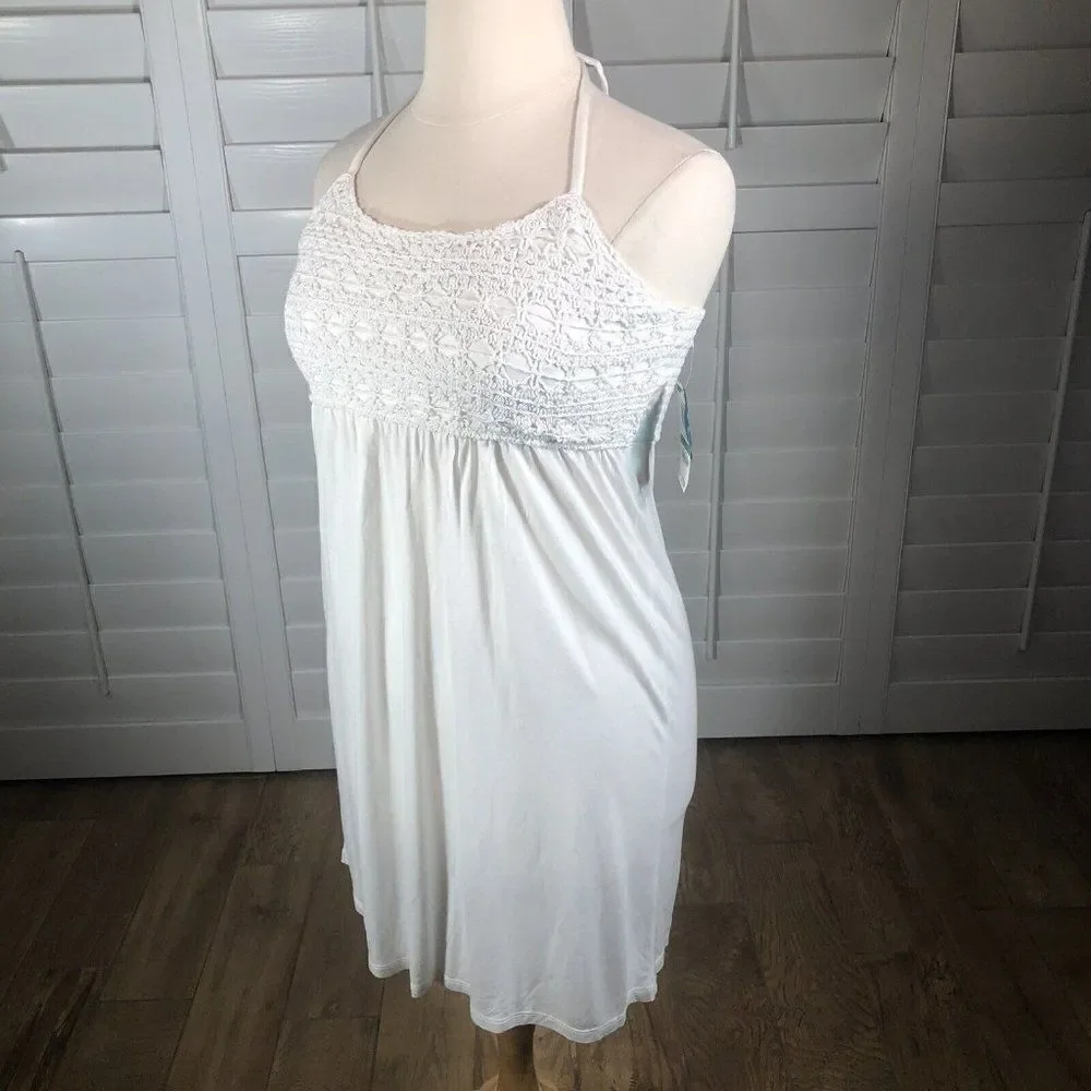 NEW Inc Beach White Swim Cover Large Beach Dress Rayon Crochet A Line